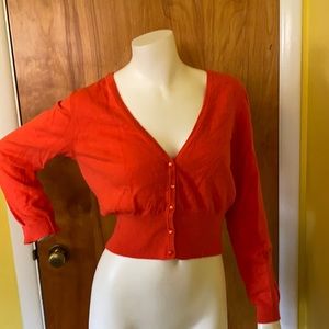 GUC Boden orange v-neck cropped cashmere blend cardigan